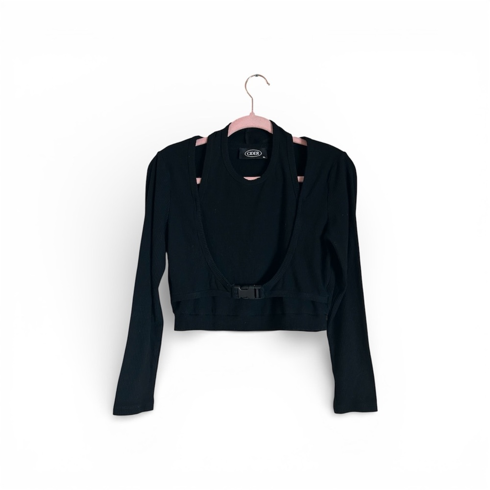 Cider Girls black belted layered‑look crop top, Indie